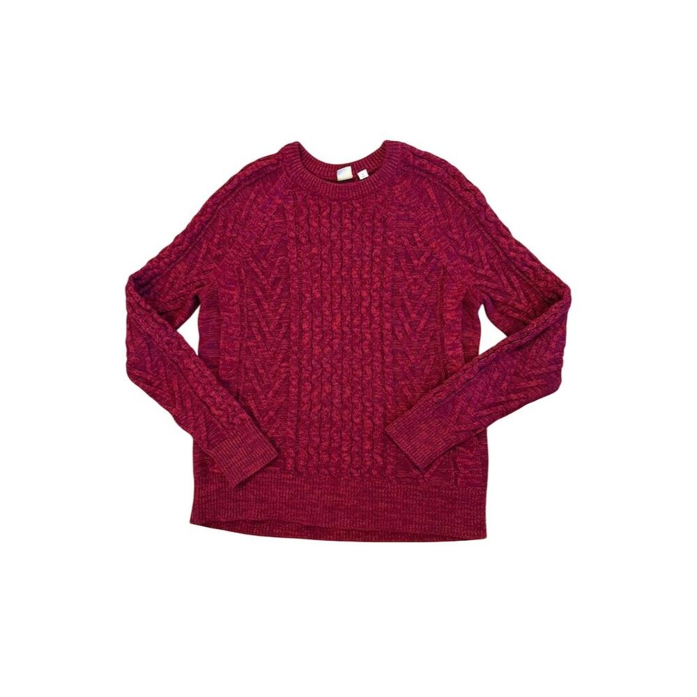 GAP Women's Cable Knit Crewneck Sweater Red Size M Pullover Casual